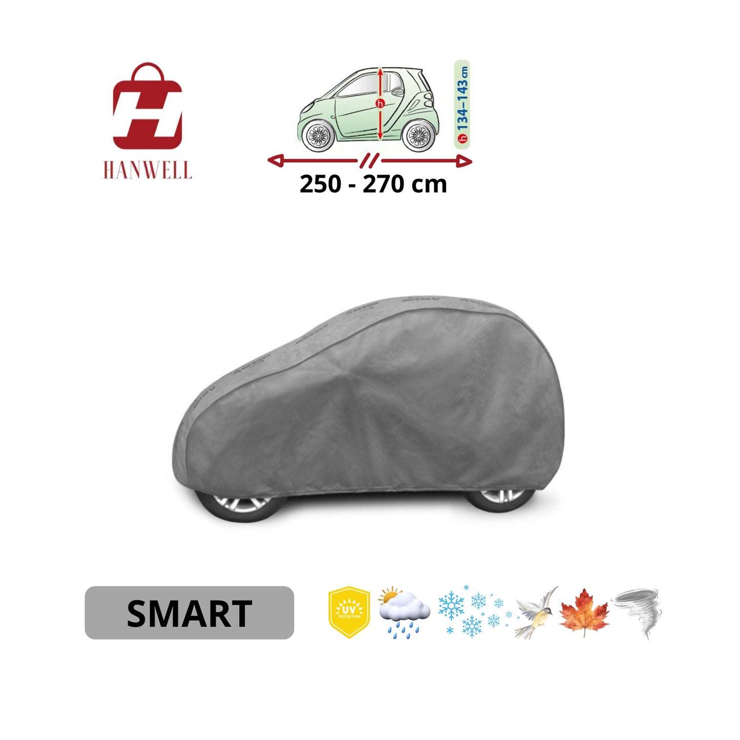SMART Car Cover - All-season Outdoor Waterproof Anti-UV Breathable Hanwell