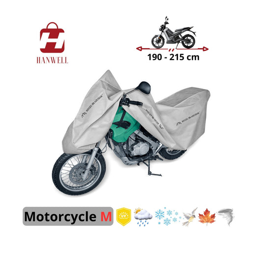 Motorcycle Cover 190-215 cm | Hanwell Optimal Garage | Anti-UV Waterproof Breathable All-Season Protection | Size M