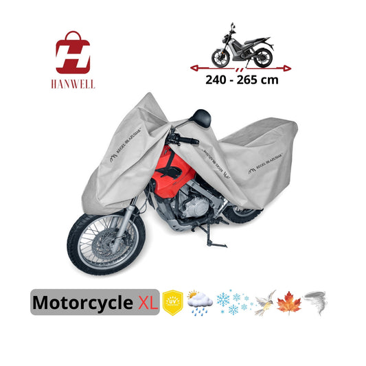 Motorcycle Cover 240-265 cm| Hanwell Optimal Garage Anti UV Waterproof Breathable All-Season Protection size XL