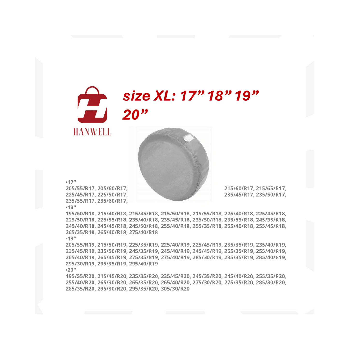 Car Wheel Covers Set of 4 – Fits 17–20" Tyres - Breathable Storage XL - Hanwell